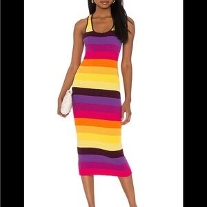 Le Superbe Ribbed Tank Dress Prismatic Stripe Knit Stretch